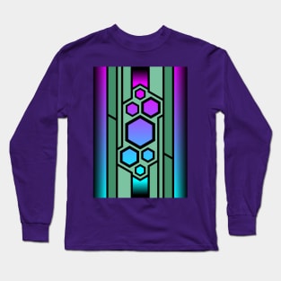 Abstract bamboo stems and hexagons Long Sleeve T-Shirt